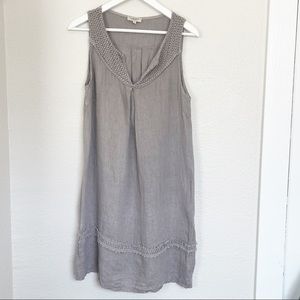 Via Signoria 100% Linen Lace Crochet Dress Gray Size Medium